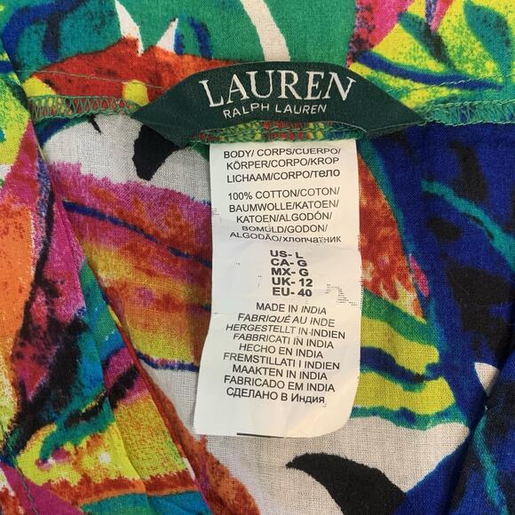 Lauren Ralph Lauren Dress Womens Large Swim Coverup Tropical Beach Pool Travel L - Picture 6 of 9